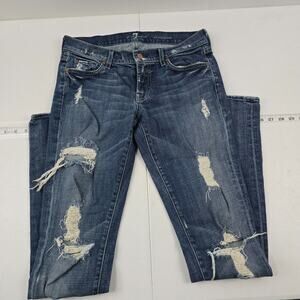 7 for all mankind roxanne jeans 28 blue slim straight‎ denim 5653